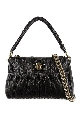 Marc Jacobs Jualianne Quilted Stam Bag  Black Leather Large Shoulder Pre Own • $269.97