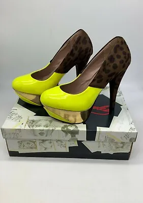 Kat Von D LA Credora Yellow/Leo Platform Heel Shoe. Seconds. Gothic/Pin-Up • £10.58