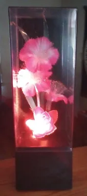 Vintage 1984 Fiber Optic Light Up Flower Pink Red Music Box & Lamp - Works • $29.99