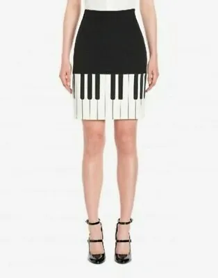 Boutique Moschino Piano Print Black Mini Skirt Uk 8 It 40 Fr 36 Us 6 Small Bnwt • $311.13