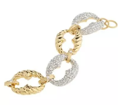 QVC SOLD OUT Isaac Mizrahi Live! Bold Texture & Pave' Link 7.25  Bracelet $87 • $65.69