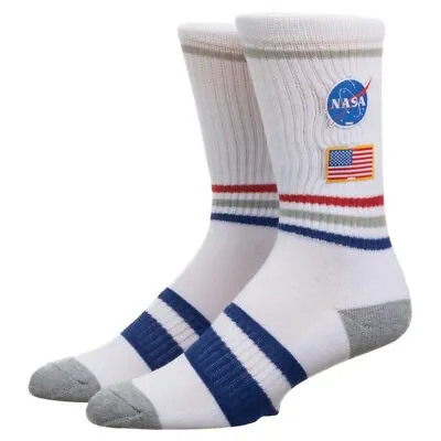 Nasa Crew Socks For Men American Flag Space Astronaut Gift Fits Shoe Size 8-12 • $5.98