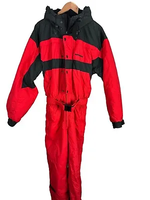 Edelweiss Vintage 1980s Mens One Piece Ski Suit Size Medium Red Retro Hipster • $99.99