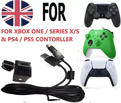 PS4/5 XBOX ONE Controller Cable Charger Lead USB A Male To MICRO & Type C 2MR • £1.99