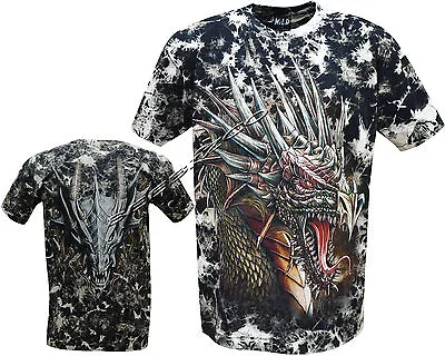 £11.95 • Buy New Mens Chinese Dragon Glow In The Dark Gothic Tye Dye T- Shirt M - 3XL