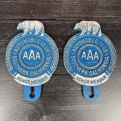 Automobile Club Bear License Plate FOB Topper AAA Antique Finish Set Of 2 • $34.99