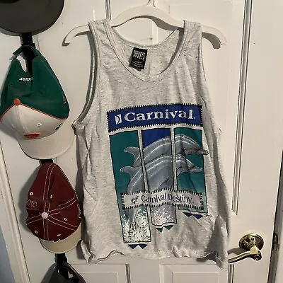 Vtg 90s Carnival Cruise Line Dolphin Environment Sleeveless Shirt M Made USA • $15.95
