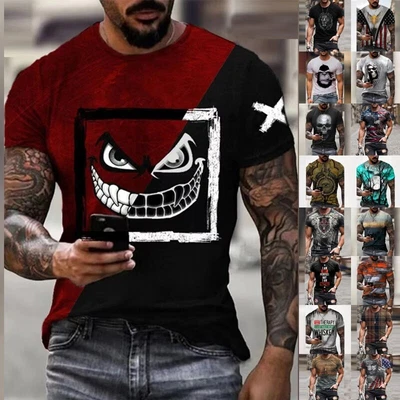 £9.39 • Buy Mens Short Sleeve 3D Print T Shirt Casual Slim Fit Summer Fashion Tops Tunic Tee