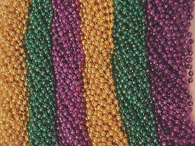 72 Purple Green Gold Mardi Gras Gra Beads Necklaces Party Favors 6 Dozen Lot • $13.99