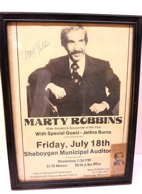 $499 • Buy Marty Robbins 12  X 16  Original Vintage Concert Poster 1980. Signed!