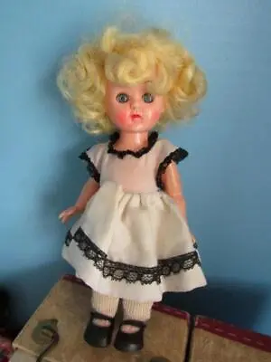 $24.99 • Buy Vintage 8” Virga Doll With YELLOW Hair & BLK & WHITE  Dress 1950's SLW