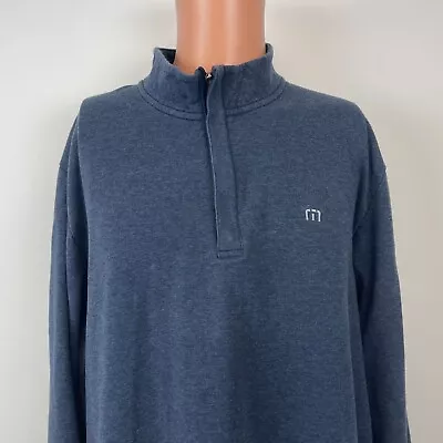 Travis Mathew Cloud Quarter Zip Pullover Sweatshirt Blue Size 2XL • $31.49