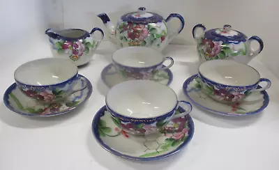 Vintage Porcelain Floral Japan Tea Set Teapot Creamer Sugar Cups Saucers • $49.99