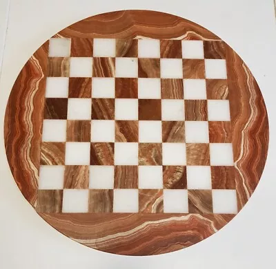 Marble/Onyx Circular Chess Board 4136g 35cm • £10