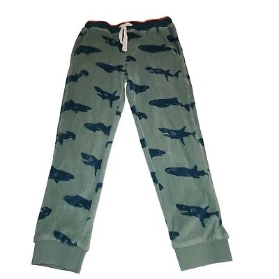 Mini Boden Boys Size 7 Green Terry Cloth Pull On Pants Sharks • $25