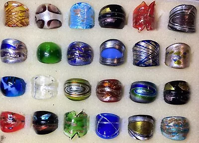 Handmade Murano Glass Ring Mixed Sizes. 24 Rings. (11) • $24