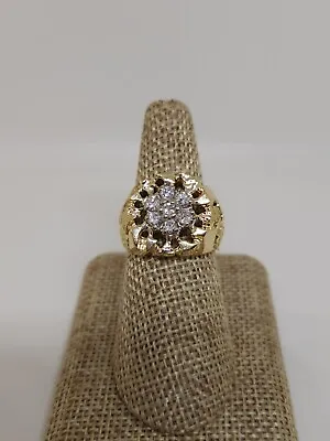 Men's 14k Yellow Gold Nugget  Natural Diamond Ring 11 Grams .80 Carats Size 9 • $1199.99