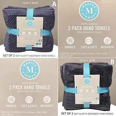 SET OF 2 New Martha Stewart Soft & Lofty Absorbent Durable Hand Towels Blue • $19.99