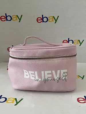 COSMETIC TRAVEL BAG-MAKE UP ORGANIZER-color:pink BELIEVE IN YOURSELF 9”x6”x5” • $12