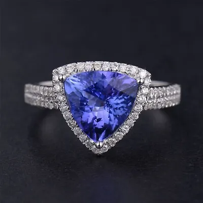 14KT Gold With 100% Natural Blue Tanzanite 1.95Ct & IGI Certified Diamond Ring • $449.10