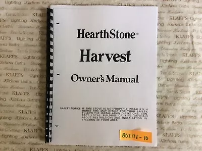 Hearthstone Harvest Owner's Manual Wood Stove Operation Owners  Parts Manual  • $12.95