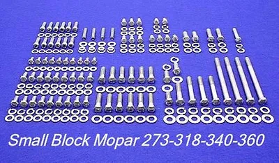 Mopar Engine Bolts Kit Small Block 273 318 340 360 Stainless Steel Hex Set • $49.50