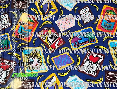 CUSTOM LIFE Pop Art PopTart Mash   100% Cotton Woven 1/4 Yard 9 X56  RARE! • $5.99