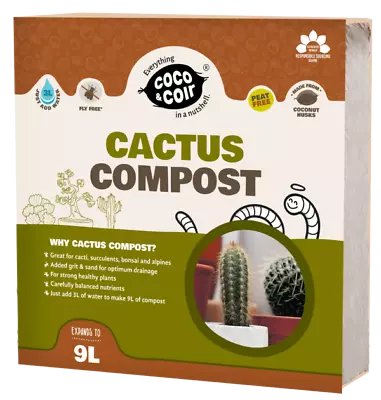 Coco & Coir Cactus Compost – 9L | Organic Peat Free Coir Compost • £7