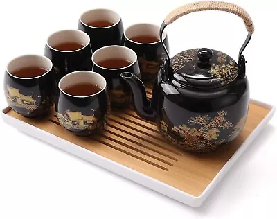 Dujust Japanese Tea Set Black Porcelain Tea Set • £31.99