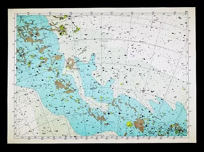 1962 Becvar Star Map XIII Astronomy South Sky Chart Milky Way Centaurus Lupus • $39.99