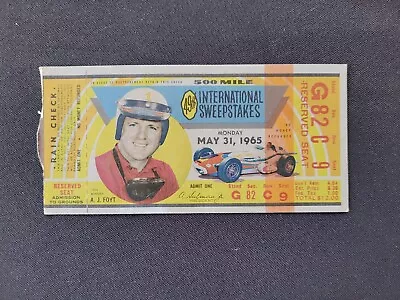 1965 USAC Indianapolis 500 A.J. Foyt Ticket Stub Jim Clark Indy Win #1 • $22.95