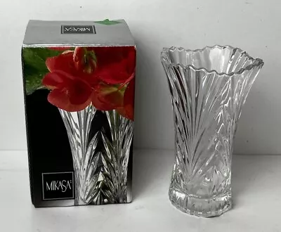 MIKASA Crystal Cut Clear Glass Small ACCENT 4 3/4  BUD VASE New!  Box! QQ251/812 • $16.95