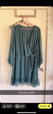 $26 • Buy CITY CHIC Wrap Long Sleeve Mini Dress SIZE L