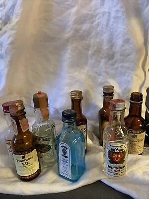 Lot Of 8 Vintage Empty Mini Alcohol Liquor Miniature Bottles • $15