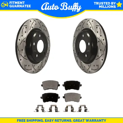 Rear Drill Slot Brake Rotor Ceramic Pad Kit For Audi Q5 A4 A5 Quattro Allroad S5 • $93.95