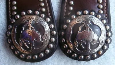 Studded Bucking Bronc Bronco Conchos Flared Cheek Shaped Ear Cowboy Headstall • $219