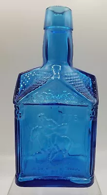 Wheaton Cobalt Blue Glass Bottle Embossed Paul Revere 1775 Vintage 8 H • $9.50