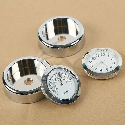 Universal Windshield Chrome Dial Temp Thermometer Clock For Motorcycle Cruisers • $16.11