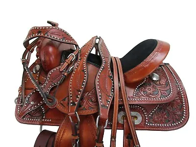 Deep Seat Western Saddle 17 16 15 Pleasure Horse Trail Barrel Racing Tack Set • $355.29