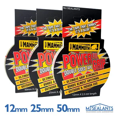 Everbuild Mammoth Powerful Grip Double Sided Tape Strong Adhesive 12/25/50mm • £3.39