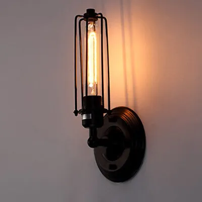 Vintage Industrial Wall Lamp Light Wire Cage Sconce Bar Edison Fixture Steampunk • $34.99