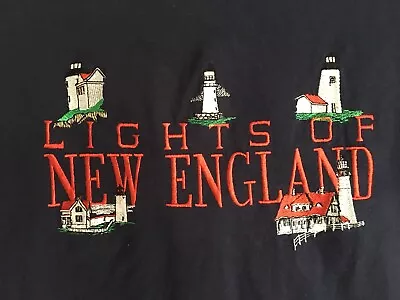 Vintage Lights Of New Englands Light Houses Embroidered T-shirt-medium • $19.99