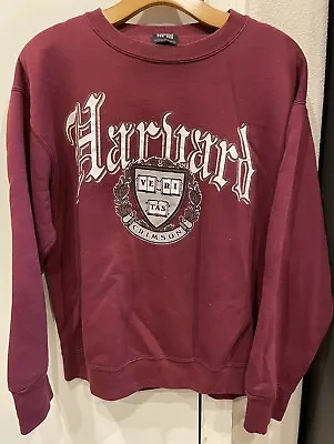 VINTAGE Harvard University Crest Crew Sweatshirt Made In USA Mens Large • $35