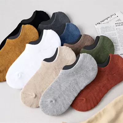 Mens Cushioned Nonslip No Show Ankle Athletic Sports Solid Cotton Socks 5 Pairs • $11.79