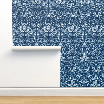 £8.90 • Buy Removable Water-Activated Wallpaper Indian Persian Batik Ikat Rajkumari Lonely