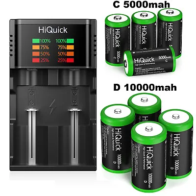 NiMH C D Size Cell Rechargeable Batteries For Flash Light Battery /Charger Lot • $9.99