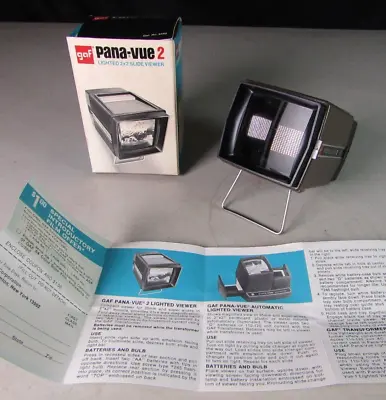 GAF Pana-Vue 2 Lighted 2 X 2 Slide Viewer - Vintage 35mm With Box & Instructions • $26.26