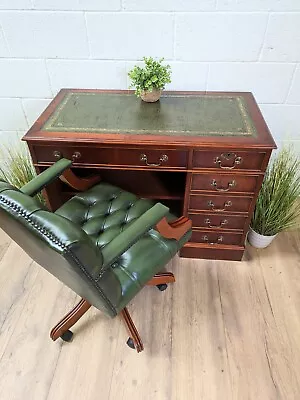 Vintage Green Leather Top Writing Desk Swivel Gainsborough Chair  • £799