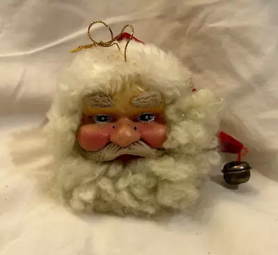 Vintage Santa Head Ornament With Velvet Hat • $14.99