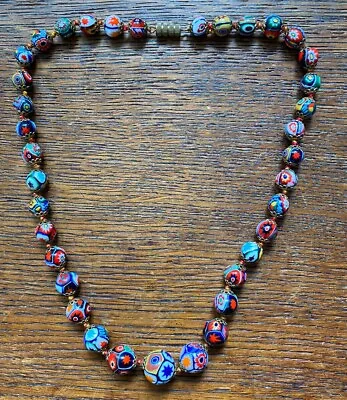 Vintage Murano Millefiori Glass Beaded Necklace • £75